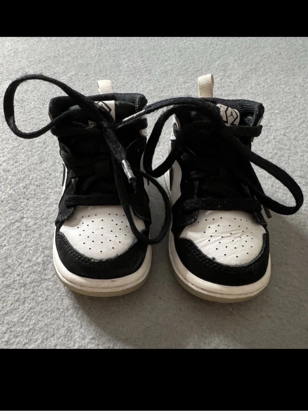 Nike Air Jordan Baby Toddler Boys 6C Mid Top Sneakers Black White Tie Classic